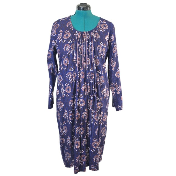 Marketplace Handwork of India Batik Print Pleated Cotton Dress - Medium - Picture 1 of 8